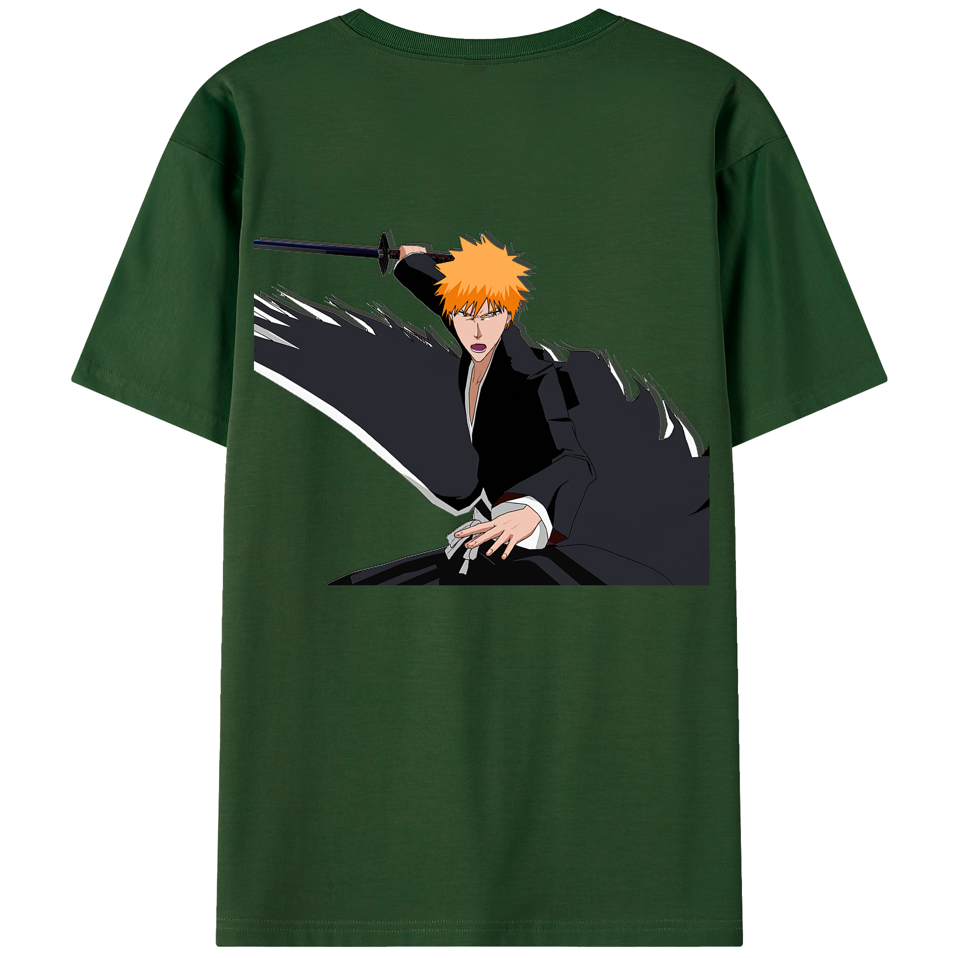 （画像用） ブリーチ 黒崎一護（くろさき いちご）BLEACH Kurosaki Ichigo 綿100％半袖Tシャツ（背面プリント）